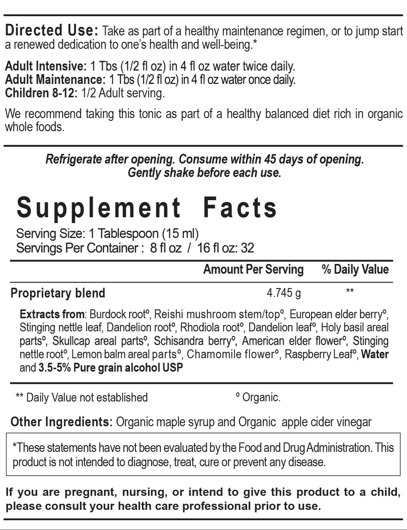 Cleanse + Fortify™ Organic Botanical Tonic